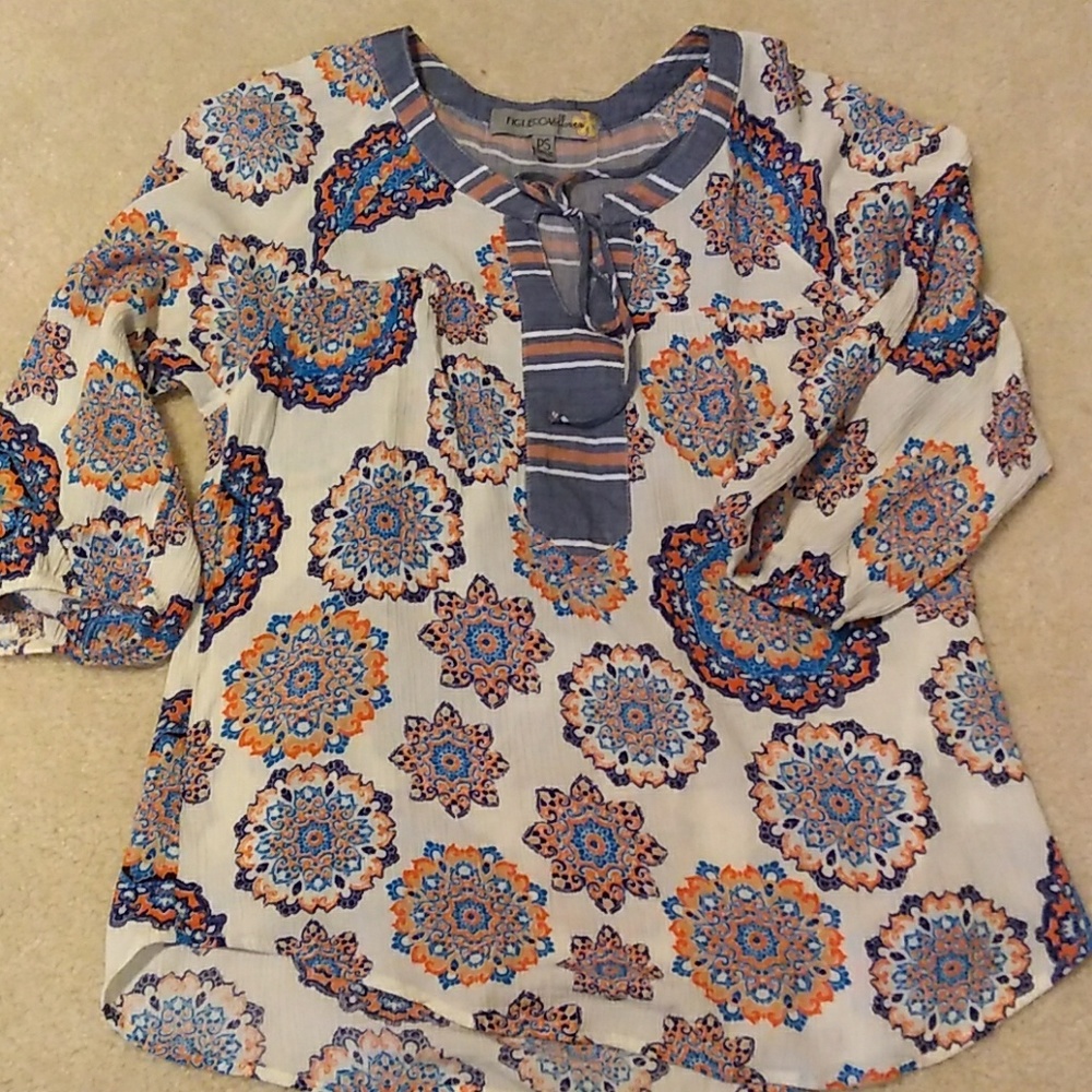 Figueroa and Flower boho medallion print draped top